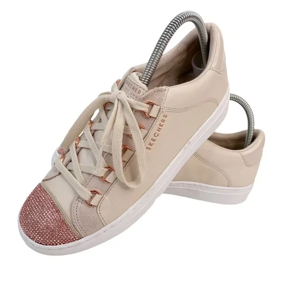 *SOLD* Skechers Street Womens Size 8.5 Los Angeles Pink Sneakers Sparkly Leather - Picture 7 of 15